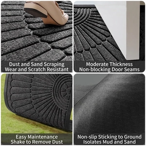 Durable semi-circle entrance mat with non-slip rubber base and striped fiber texture