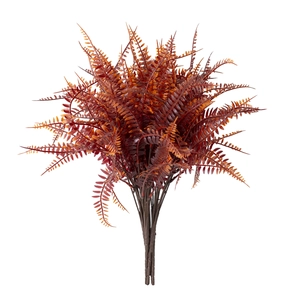 Artificial Boston fern bush in caramel brown, realistic 7-fork faux greenery stem