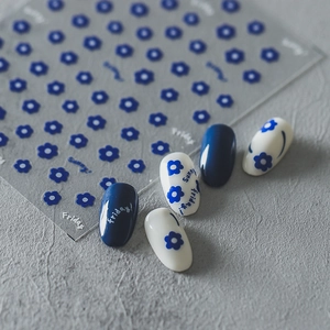 5D Blue Flower Nail Art Stickers Adhesive Thin Transparent English Letter Sunny Friday DIY Manicure Decor Elegant