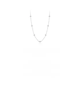 Detailed close-up of s925 silver necklace with seven sparkling four-point star charms