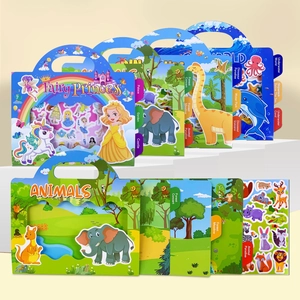 Three themes of portable children sticker books: Fairy Princess, Animals, and Underwater World