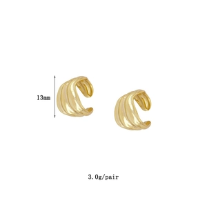 13mm gold plated C-shaped hoop earrings with vertical wavy texture weighing 3.0g