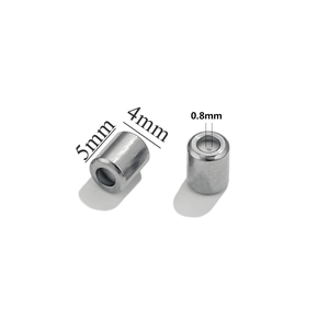 Detailed diagram of stainless steel 5x4mm cylinder bead with 0.8mm inner hole diameter