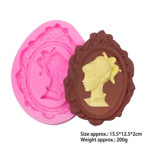 European vintage relief portrait silicone mold for fondant cupcake decoration and clay craft