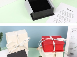 Elegant jewelry gift box with velvet lining and silk ribbon in multiple color options