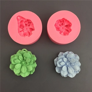 Pink silicone peony flower mold set for 3D cake decorating and candle making crafts