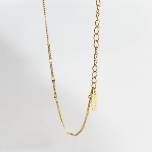 Minimalist S925 sterling silver gold-plated necklace with round sequins and lobster clasp