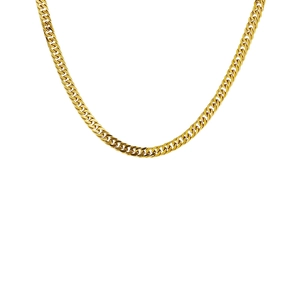 Classic gold-plated stainless steel Cuban link chain necklace with polished finish