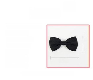 Detail card showing a black layered bow hair clip made of polyester for girls
