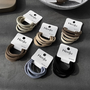 Set of 6 high-elastic seamless hair bands in earth tones for women's ponytails