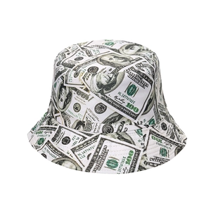 Chapeau bob urbain avec imprimé intégral de billets de 100 dollars en style rétro unisexe