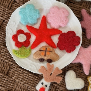 Mini Wool Felt Ornaments Christmas DIY Accessories For Floral Art And Tree Decoration Handmade Multi Shapes Cartoon Style