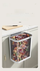 Wall-mounted kitchen trash can with transparent window for hanging on cabinet doors