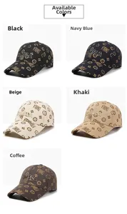 Multi-color baseball caps with all-over embroidered DM&LA logo pattern display