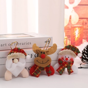 Three-piece Christmas tree hanging set with Santa Claus, reindeer, and snowman dolls