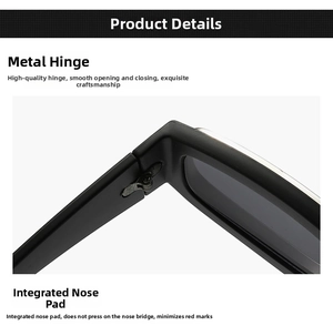Detail shot of durable metal hinge and matte black frame on retro sunglasses