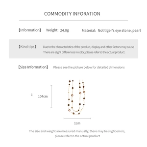 Detailed size specifications for a 104cm pearl beaded vintage style necklace