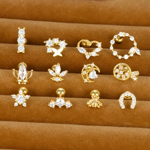 Boucles D'oreilles Cartilage En Acier Inoxydable Zircon Avec Tige En Acier Titane Bijoux De Piercing À Vis Pour Femmes