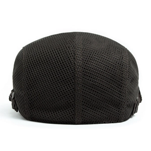 Breathable dark brown mesh ivy cap with adjustable metal buckle for summer outdoor activities