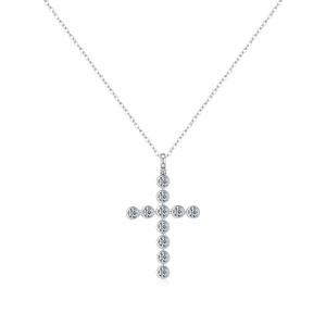 Moissanite cross pendant necklace in S925 sterling silver with round cut stones