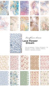Detailed grid view of 20 vintage hollow lace decorative papers for journaling