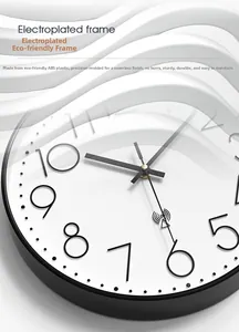 Close-up of durable black ABS plastic frame and modern minimalist white clock dial