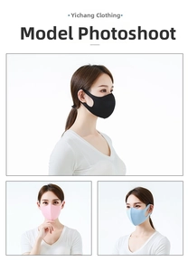 Three-dimensional breathable sun protection masks in black, pink, and sky blue colors