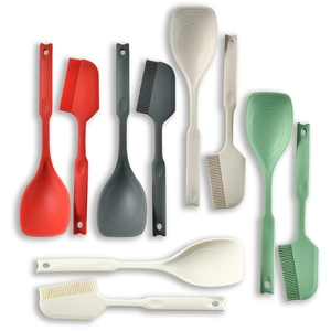 Non-slip heat-resistant 2-in-1 silicone spatula and spoon set for kitchen cooking