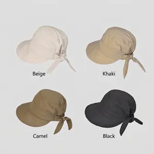 Women's UV protection sun hats in four colors with back bow tie strap details