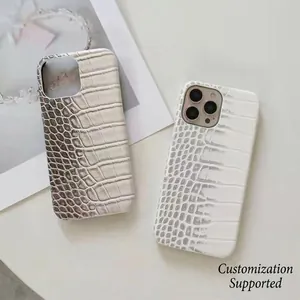 Gradient Crocodile Texture Half-Wrapped Phone Case For iPhone 17 16 15 Pro Max Faux Leather Heat Dissipation Back Cover