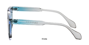 Detail view of square matte glasses frame with 53-18-140 size markings and CE logo