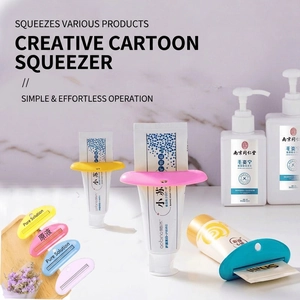 Creative cartoon toothpaste squeezer set in four colors for bathroom facial cleanser tubes