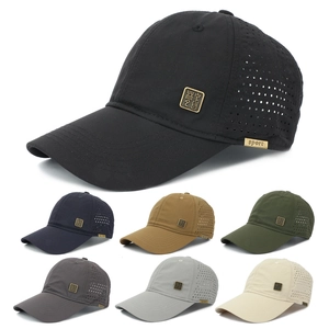 Baseball Cap Quick Dry Breathable Laser Cut Sun Protection Sport Hat Chinese Style Metal Badge Adjustable Unisex