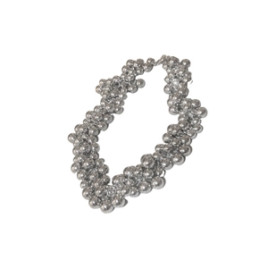 Silver metallic ball cluster choker necklace with bold geometric beads and shiny finish