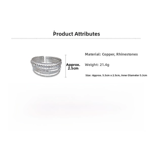Detail showing dimensions and material specifications for the multi-layer crystal bracelet