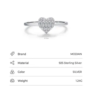 S925 sterling silver heart ring with sparkling pave cubic zirconia crystals
