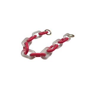 Acrylic bee-themed bag chain with pink oval links and matte rectangular accents