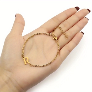 Elegantes 18K vergoldetes O-Kettenarmband mit Buchstaben-R-Anhänger für Damen