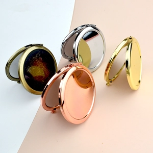 Compact Makeup Mirror Double Sided Folding Pocket Mirror Round Metal Glass Portable Handheld Vanity Travel Cosmetic Mirror