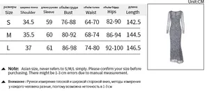 Detailed size chart with shoulder, bust, and waist measurements for square neck polka dot dress