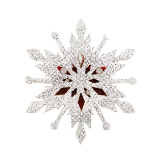 Silver glitter snowflake brooch decoration for Christmas holiday costume and dressing up