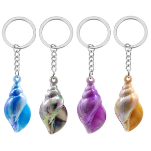 Conch Shell Keychain Resin Iridescent Pearlized Ocean Theme Pendant Bag Charm Car Accessories Aesthetic Gift