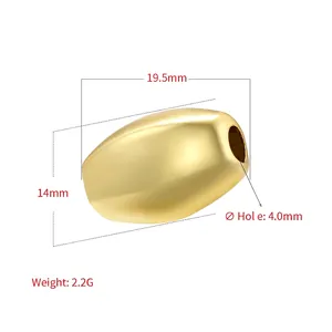 Baroque golden oval large hole bead for DIY jewelry with size and weight dimensions