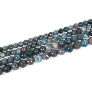 Natural blue kyanite round beads for DIY jewelry making with mineral textures