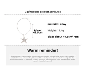 Detailed specs of silver alloy starfish pendant necklace weighing 19.4g with 49.5cm chain