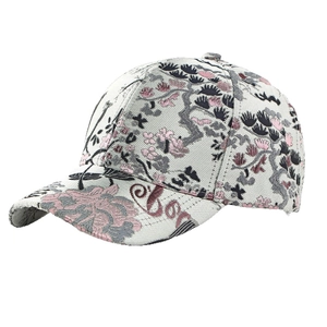 Ethnic embroidered baseball cap with floral jacquard patterns and vintage fabric texture
