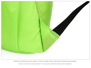 Reinforced stitching on the shoulder straps of this ultralight waterproof folding backpack