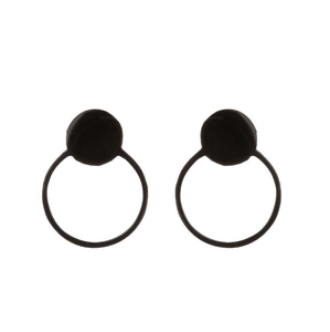 Minimalistische schwarze geometrische runde Edelstahl-Ohrringe für Damen als Paar