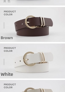 Ceintures fines minimalistes pour femmes avec boucles rondes dorées en noir, marron et blanc