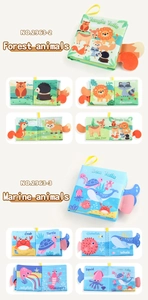 Detail of baby soft books with 3D animal tails for sensory learning and early education